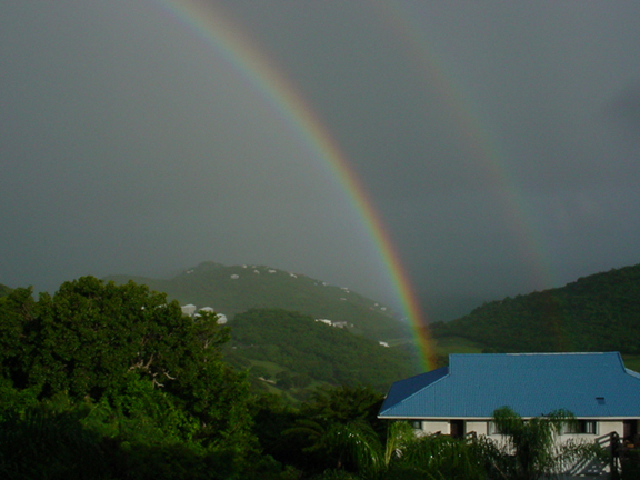 A double-rainbow.  This happens almost daily!