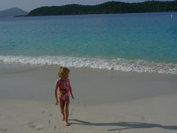 Miranda is amazed at her alien-like shadow.